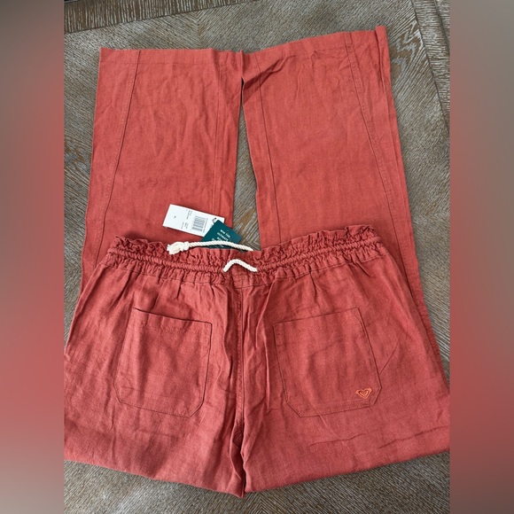 Roxy Women's Boot Cut Pants in Rust Red with Drawstring - Picture 7 of 7